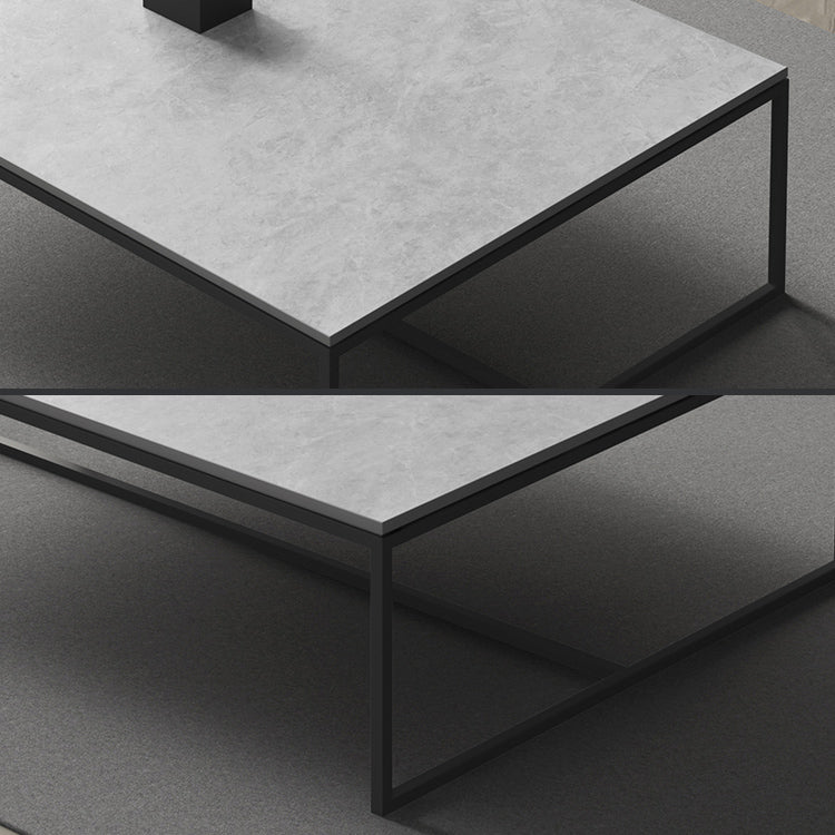 Trestle 1 Single Coffee Table Rectangular Slate Top Coffee Table in Gray