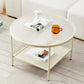 Modern 17.7"H Round Glass Cocktail Table Iron 4 Legs Coffee Table with Shelf Clearhalo 'Coffee & Accent Tables' 'Coffee Tables' 'coffee_tables' 'furn' 'furn_coffee_tables' 'Furniture' 'Living Room Furniture' 6315122