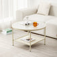 Modern 17.7"H Round Glass Cocktail Table Iron 4 Legs Coffee Table with Shelf Clearhalo 'Coffee & Accent Tables' 'Coffee Tables' 'coffee_tables' 'furn' 'furn_coffee_tables' 'Furniture' 'Living Room Furniture' 6315124