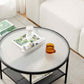Modern 17.7"H Round Glass Cocktail Table Iron 4 Legs Coffee Table with Shelf Clearhalo 'Coffee & Accent Tables' 'Coffee Tables' 'coffee_tables' 'furn' 'furn_coffee_tables' 'Furniture' 'Living Room Furniture' 6315129