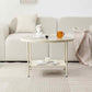 Modern 17.7"H Round Glass Cocktail Table Iron 4 Legs Coffee Table with Shelf Clearhalo 'Coffee & Accent Tables' 'Coffee Tables' 'coffee_tables' 'furn' 'furn_coffee_tables' 'Furniture' 'Living Room Furniture' 6315130