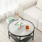 Modern 17.7"H Round Glass Cocktail Table Iron 4 Legs Coffee Table with Shelf Clearhalo 'Coffee & Accent Tables' 'Coffee Tables' 'coffee_tables' 'furn' 'furn_coffee_tables' 'Furniture' 'Living Room Furniture' 6315132