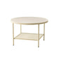 Modern 17.7"H Round Glass Cocktail Table Iron 4 Legs Coffee Table with Shelf Cream Clearhalo 'Coffee & Accent Tables' 'Coffee Tables' 'coffee_tables' 'furn' 'furn_coffee_tables' 'Furniture' 'Living Room Furniture' 6315134