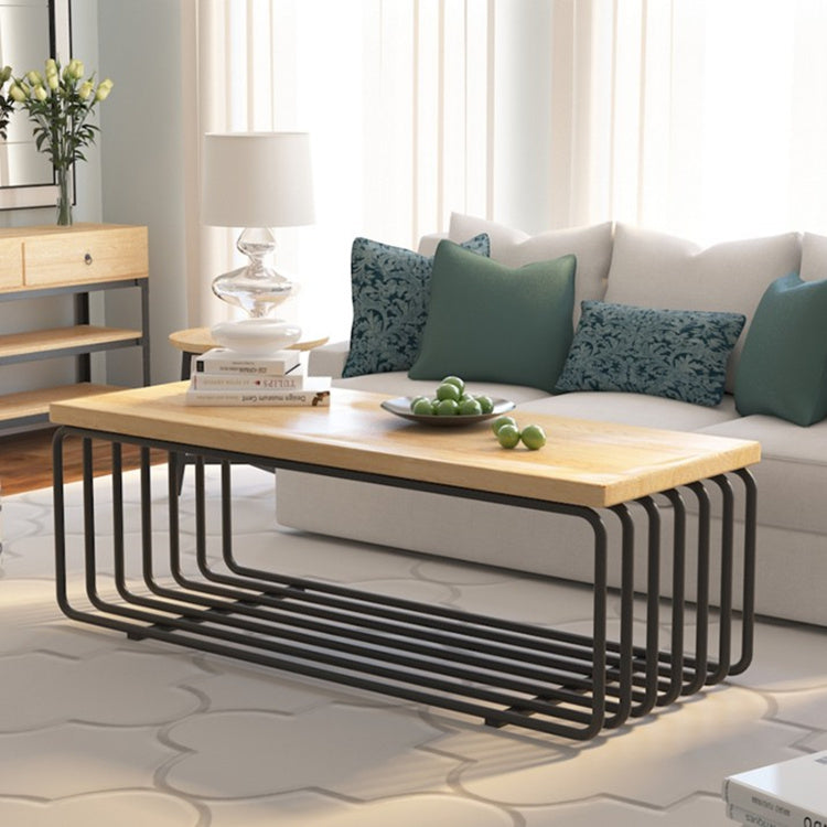 Metal Frame 1 Single Coffee Table Nordic Wood Rectangular Cocktail Table with Storage Clearhalo 'Coffee & Accent Tables' 'Coffee Tables' 'coffee_tables' 'furn' 'furn_coffee_tables' 'Furniture' 'Living Room Furniture' 6315138