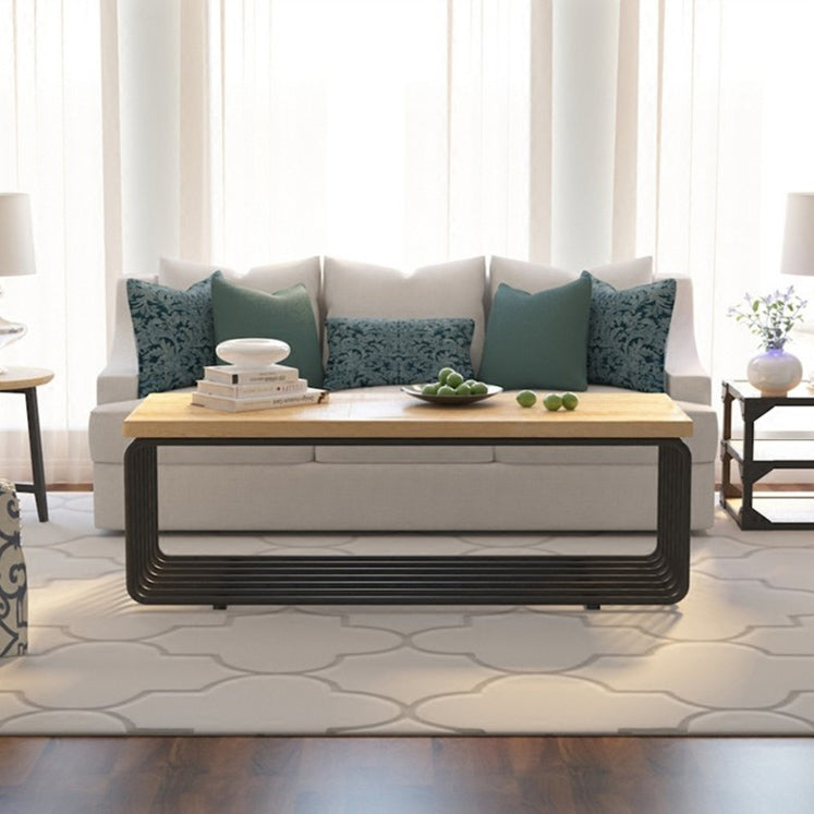 Metal Frame 1 Single Coffee Table Nordic Wood Rectangular Cocktail Table with Storage Clearhalo 'Coffee & Accent Tables' 'Coffee Tables' 'coffee_tables' 'furn' 'furn_coffee_tables' 'Furniture' 'Living Room Furniture' 6315139