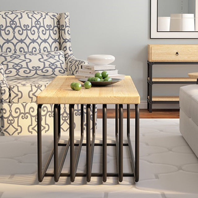 Metal Frame 1 Single Coffee Table Nordic Wood Rectangular Cocktail Table with Storage Clearhalo 'Coffee & Accent Tables' 'Coffee Tables' 'coffee_tables' 'furn' 'furn_coffee_tables' 'Furniture' 'Living Room Furniture' 6315141