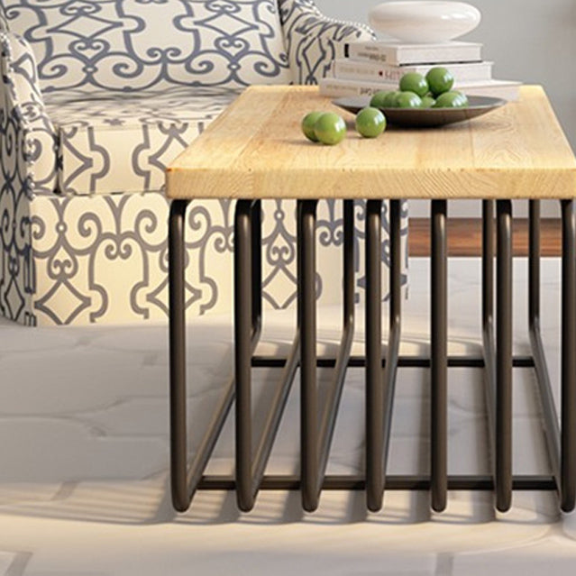 Metal Frame 1 Single Coffee Table Nordic Wood Rectangular Cocktail Table with Storage Clearhalo 'Coffee & Accent Tables' 'Coffee Tables' 'coffee_tables' 'furn' 'furn_coffee_tables' 'Furniture' 'Living Room Furniture' 6315144