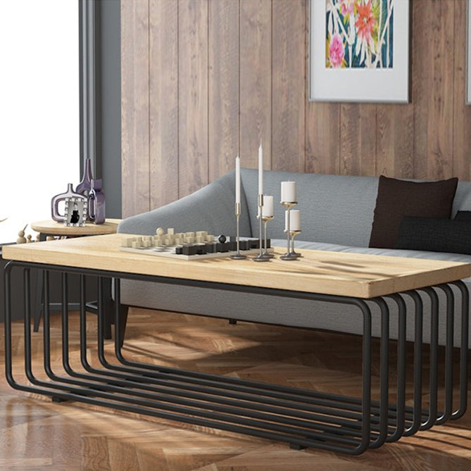 Metal Frame 1 Single Coffee Table Nordic Wood Rectangular Cocktail Table with Storage Clearhalo 'Coffee & Accent Tables' 'Coffee Tables' 'coffee_tables' 'furn' 'furn_coffee_tables' 'Furniture' 'Living Room Furniture' 6315147