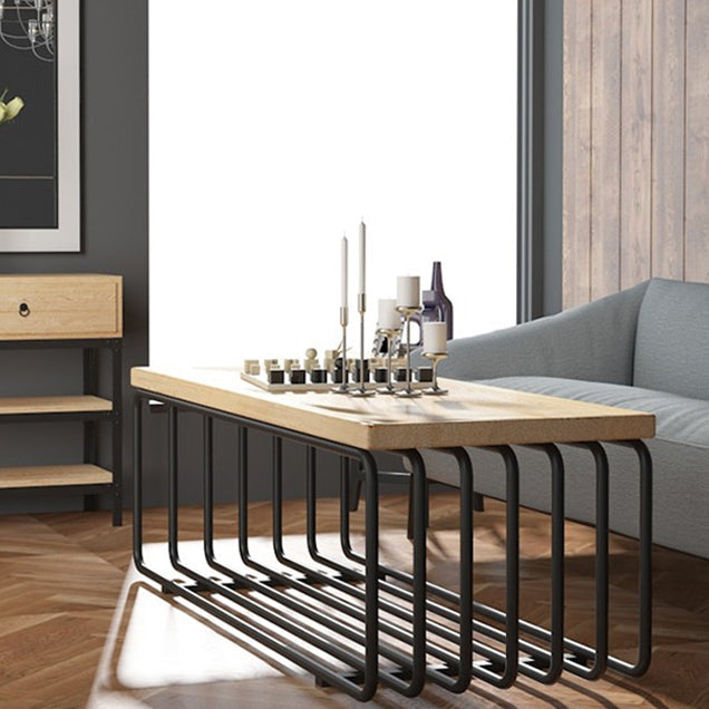 Metal Frame 1 Single Coffee Table Nordic Wood Rectangular Cocktail Table with Storage Clearhalo 'Coffee & Accent Tables' 'Coffee Tables' 'coffee_tables' 'furn' 'furn_coffee_tables' 'Furniture' 'Living Room Furniture' 6315148