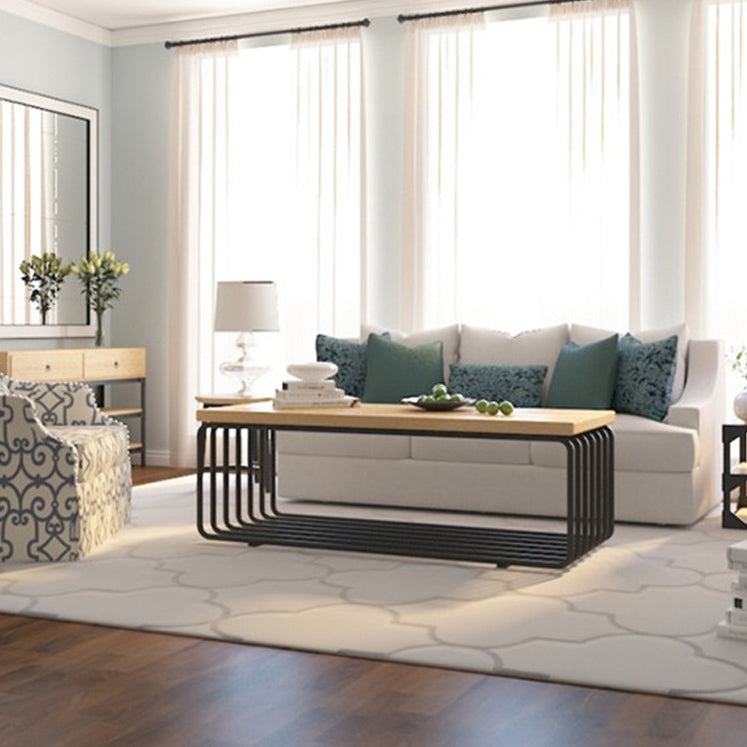 Metal Frame 1 Single Coffee Table Nordic Wood Rectangular Cocktail Table with Storage Clearhalo 'Coffee & Accent Tables' 'Coffee Tables' 'coffee_tables' 'furn' 'furn_coffee_tables' 'Furniture' 'Living Room Furniture' 6315150