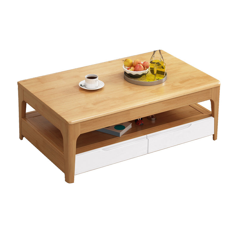 17.7" Tall Wood Rectangular Table Top 4 Legs Coffee Table with Storage Clearhalo 'Coffee & Accent Tables' 'Coffee Tables' 'coffee_tables' 'furn' 'furn_coffee_tables' 'Furniture' 'Living Room Furniture' 6315160