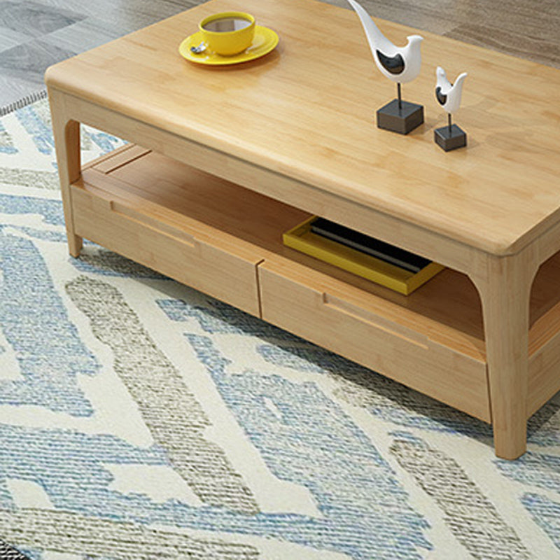 17.7" Tall Wood Rectangular Table Top 4 Legs Coffee Table with Storage Clearhalo 'Coffee & Accent Tables' 'Coffee Tables' 'coffee_tables' 'furn' 'furn_coffee_tables' 'Furniture' 'Living Room Furniture' 6315164