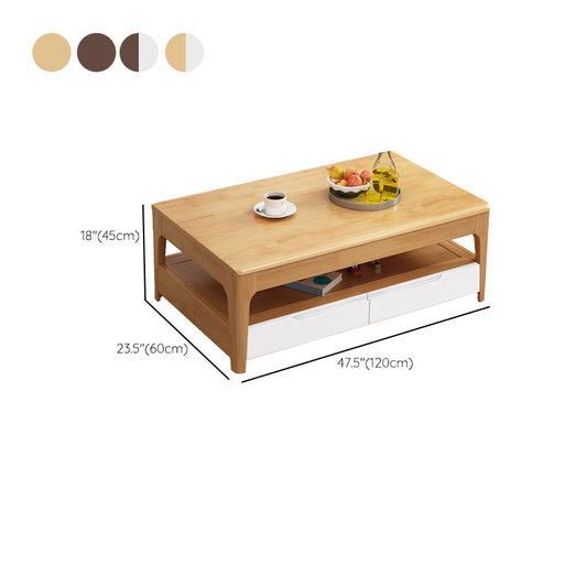 17.7" Tall Wood Rectangular Table Top 4 Legs Coffee Table with Storage Clearhalo 'Coffee & Accent Tables' 'Coffee Tables' 'coffee_tables' 'furn' 'furn_coffee_tables' 'Furniture' 'Living Room Furniture' 6315166