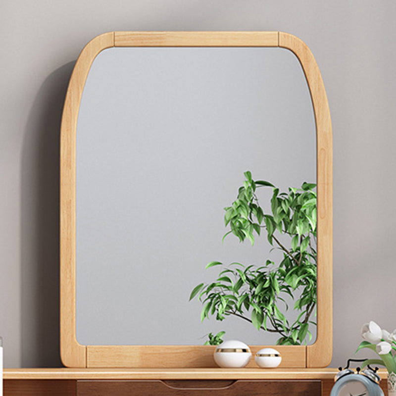 Mirror Makeup Vanity Desk Furniture W/ 2 Drawer Natural Vanity Clearhalo 'Bedroom Furniture' 'furn' 'furn_makeup_vanities' 'Furniture' 'Makeup Vanities' 'makeup_vanities' 6315187