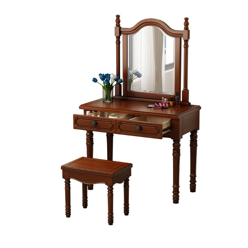 Three Piece Traditional Mirrored Vanity Set Solid Wood Dresser Clearhalo 'Bedroom Furniture' 'furn' 'furn_makeup_vanities' 'Furniture' 'Makeup Vanities' 'makeup_vanities' 6315197