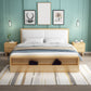 Wood and Upholstered Panel Bed Rubberwood Standard Bed Walnut and Natural