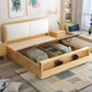 Wood and Upholstered Panel Bed Rubberwood Standard Bed Walnut and Natural