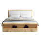 Wood and Upholstered Panel Bed Rubberwood Standard Bed Walnut and Natural