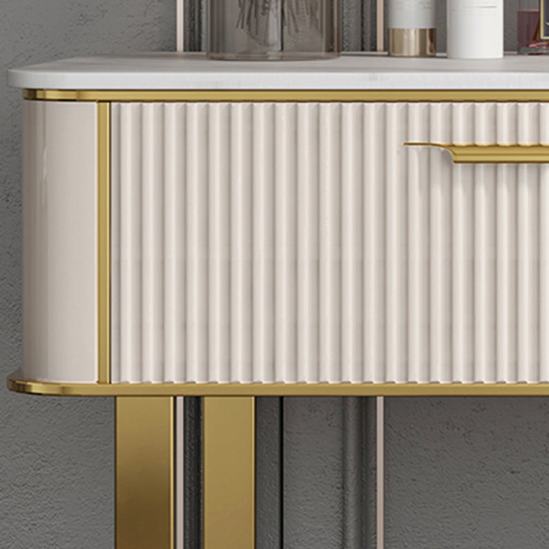 Tavolo da toeletta da toeletta per vanità per trucco in legno in ardeggio glam con 2 cassetti