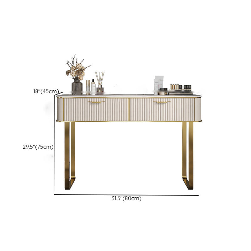 Tavolo da toeletta da toeletta per vanità per trucco in legno in ardeggio glam con 2 cassetti