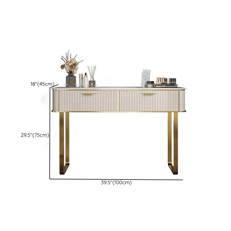 Tavolo da toeletta da toeletta per vanità per trucco in legno in ardeggio glam con 2 cassetti