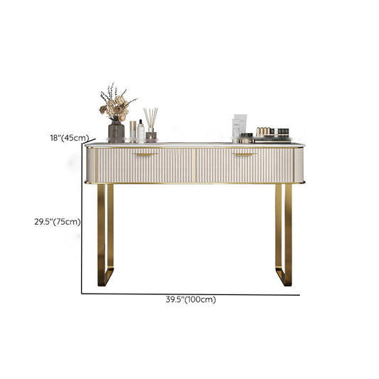 Tavolo da toeletta da toeletta per vanità per trucco in legno in ardeggio glam con 2 cassetti