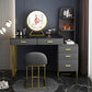 5 Drawers Makeup Table Desk Vanity Stone Top Vanity Table in Black