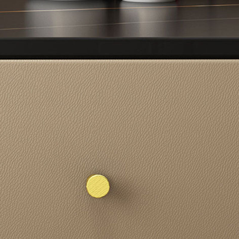 Vanity marrone con set di cambio in 2 pezzi per trucco in camera da letto imbottiti