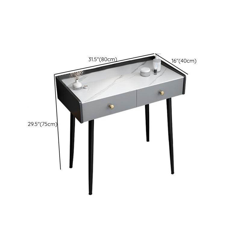 Zeitgenössischer Waschtisch mit Steinmake -up -Schminktisch in Schwarz
