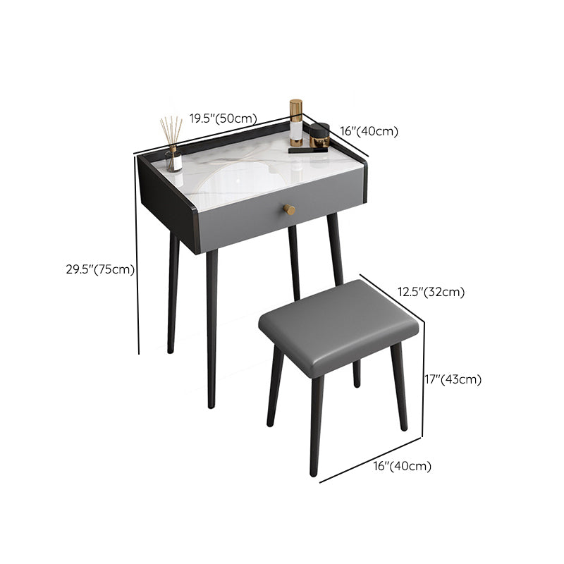 Zeitgenössischer Waschtisch mit Steinmake -up -Schminktisch in Schwarz