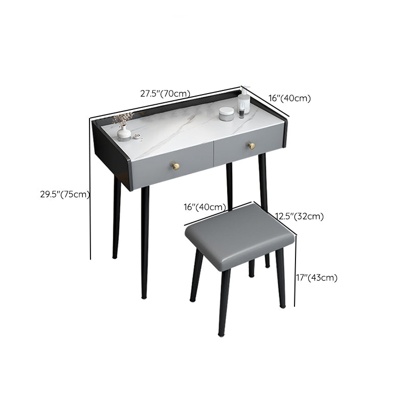 Zeitgenössischer Waschtisch mit Steinmake -up -Schminktisch in Schwarz