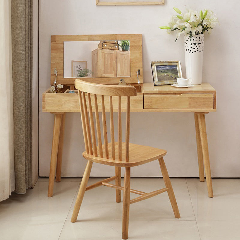 17.71" Wide Vanity Table with 2 Storage Drawer Wooden Flip-Top Makeup Table Clearhalo 'Bedroom Furniture' 'furn' 'furn_makeup_vanities' 'Furniture' 'Makeup Vanities' 'makeup_vanities' 6315419