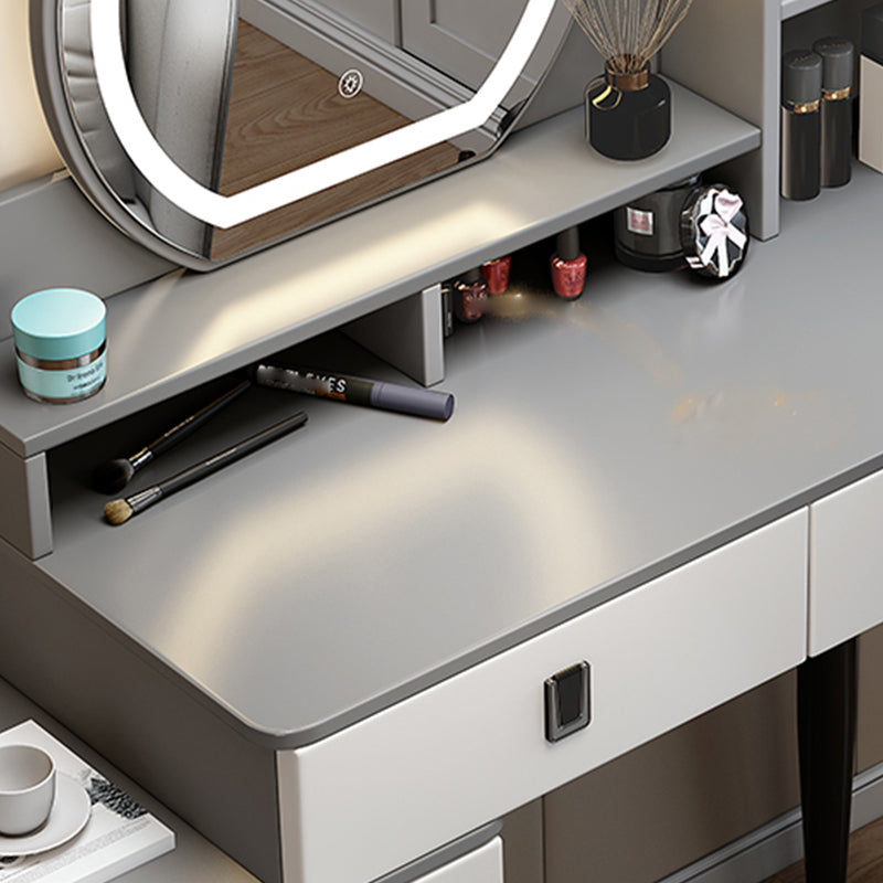 14.56" Wide Vanity Table with 5 Storage Drawer Makeup Table with Mirror