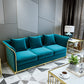 27.5" H Contemporary Blue Velvet Tuxedo Arm Sofa with Pillows Clearhalo 'furn' 'furn_sofas' 'Furniture' 'Living Room Furniture' 'Sofa' 'sofas' 6315480