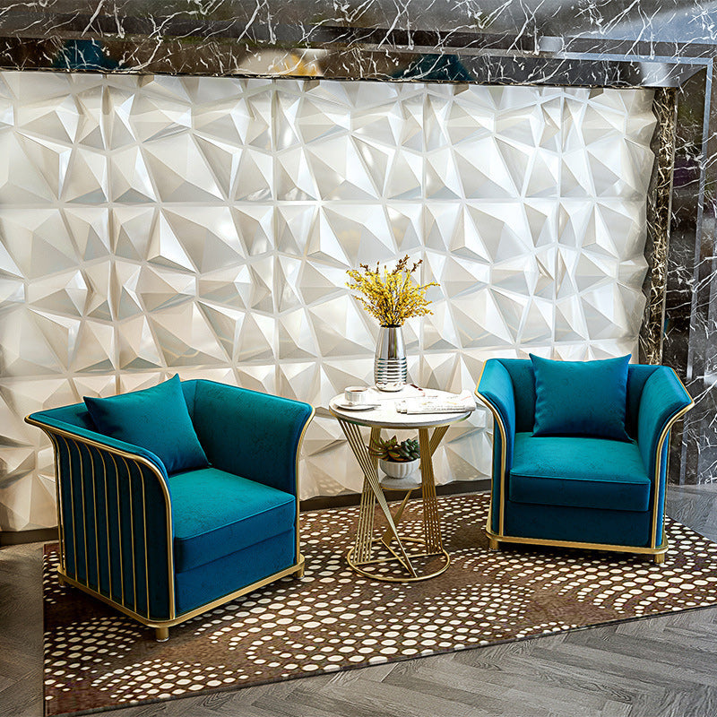 27.5" H Contemporary Blue Velvet Tuxedo Arm Sofa with Pillows Clearhalo 'furn' 'furn_sofas' 'Furniture' 'Living Room Furniture' 'Sofa' 'sofas' 6315482