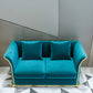 27.5" H Contemporary Blue Velvet Tuxedo Arm Sofa with Pillows 55"L x 28"W x 28"H Clearhalo 'furn' 'furn_sofas' 'Furniture' 'Living Room Furniture' 'Sofa' 'sofas' 6315488