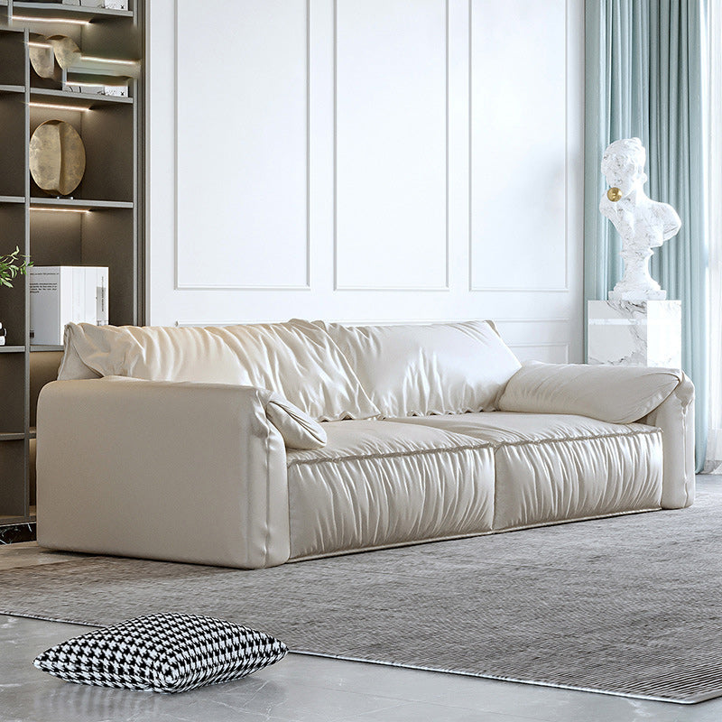 Contemporary Leather Sofa Pillow Top Arm Sofa with Cushions Back