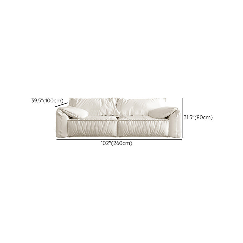 Contemporary Leather Sofa Pillow Top Arm Sofa with Cushions Back
