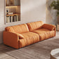 Sofá de brazo superior de almohada moderno con almohada de nuevo en cuero de naranja