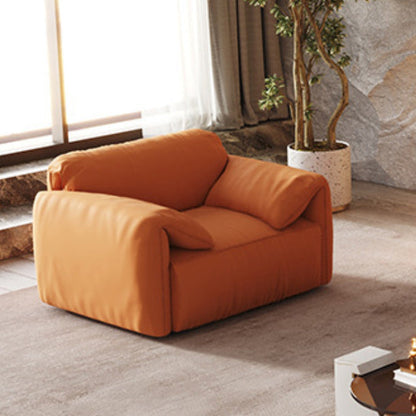 Sofá de brazo superior de almohada moderno con almohada de nuevo en cuero de naranja