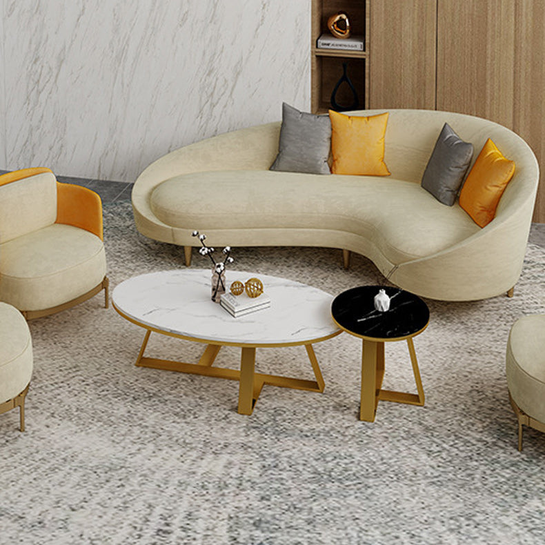 Contemporain 33.46 "H SOFA CRAMEY-WHITE MICROFIBRE BLANC CURVE COURVE