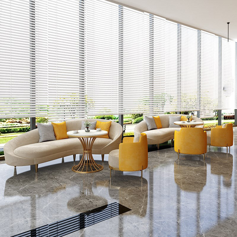 Contemporain 33.46 "H SOFA CRAMEY-WHITE MICROFIBRE BLANC CURVE COURVE