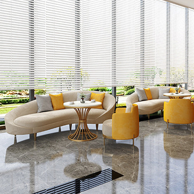 Contemporain 33.46 "H SOFA CRAMEY-WHITE MICROFIBRE BLANC CURVE COURVE