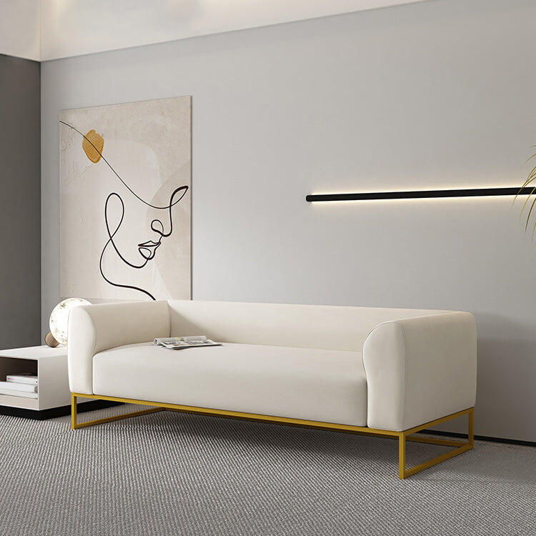 Modern 27.55" H Wood Frame Tuxedo Arm Sofa in White for Living Room 79"L x 32"W x 27.5"H Clearhalo 'furn' 'furn_sofas' 'Furniture' 'Living Room Furniture' 'Sofa' 'sofas' 6315563