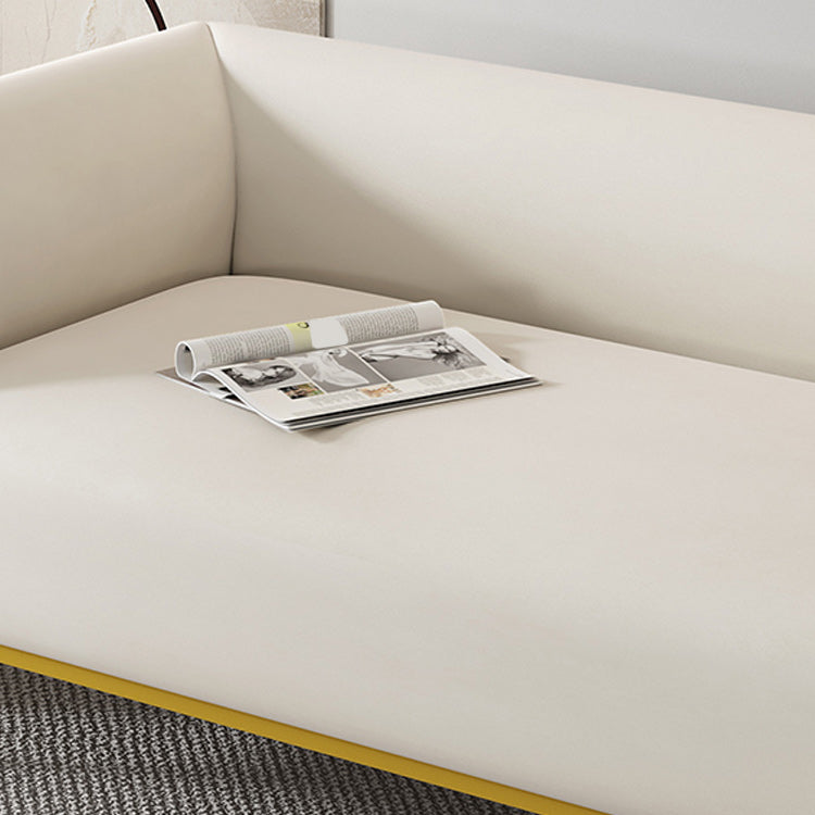 Modern 27.55" H Wood Frame Tuxedo Arm Sofa in White for Living Room Clearhalo 'furn' 'furn_sofas' 'Furniture' 'Living Room Furniture' 'Sofa' 'sofas' 6315568
