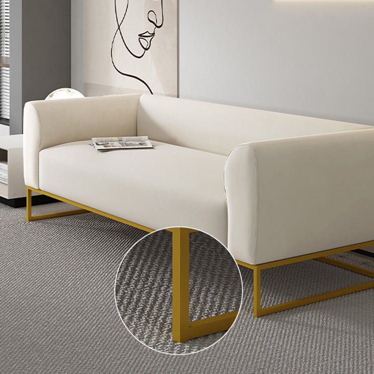 Modern 27.55" H Wood Frame Tuxedo Arm Sofa in White for Living Room Clearhalo 'furn' 'furn_sofas' 'Furniture' 'Living Room Furniture' 'Sofa' 'sofas' 6315570