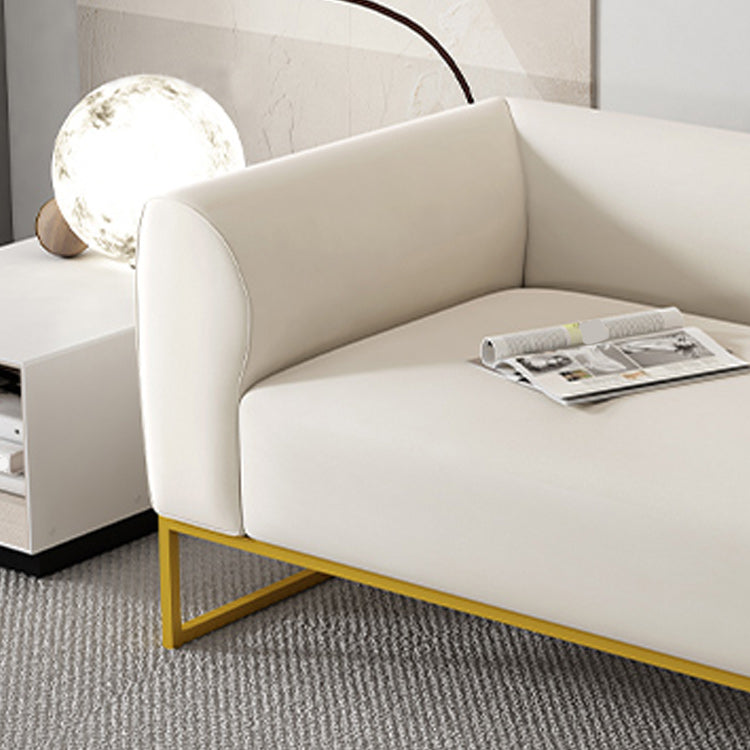 Modern 27.55" H Wood Frame Tuxedo Arm Sofa in White for Living Room Clearhalo 'furn' 'furn_sofas' 'Furniture' 'Living Room Furniture' 'Sofa' 'sofas' 6315571