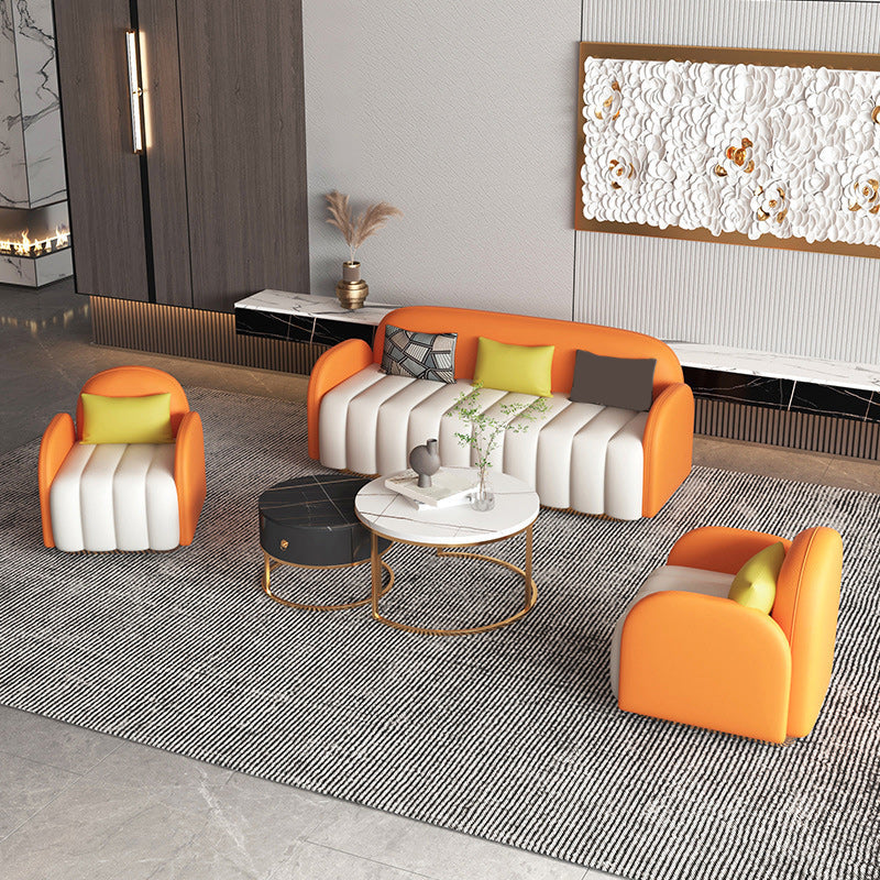 Sofá naranja contemporánea con brazo de espalda y cuadrado apretado para apartamento