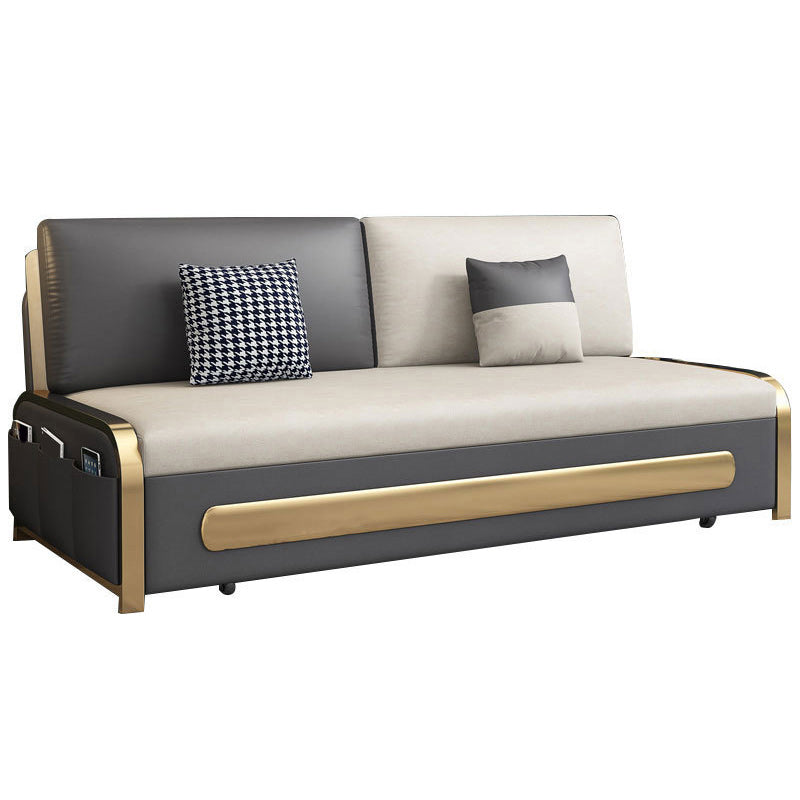 Contemporary 35.43" H Faux Leather Armless Sofa Bed For Apartment