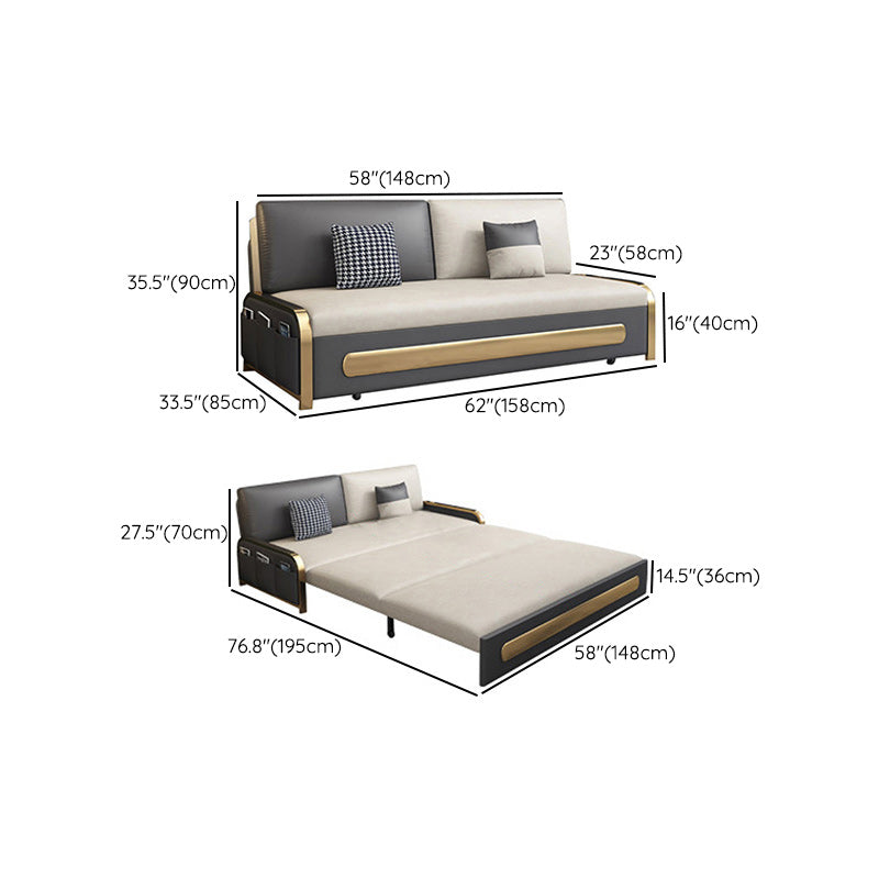 Contemporary 35.43" H Faux Leather Armless Sofa Bed For Apartment